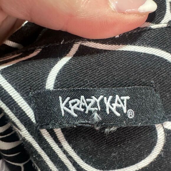 Krazy Kat Y2K Geometric Floral Appliqué Black/White Button Down Jacket Size L - Picture 3 of 9